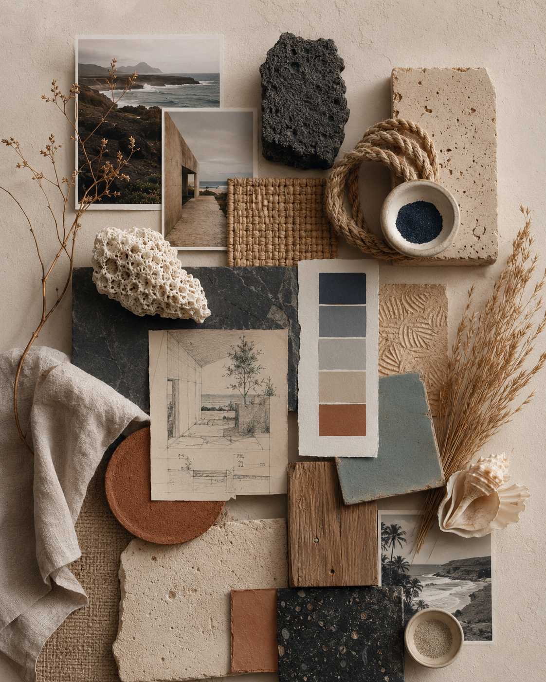 Architectural process — research, maps, design workflow