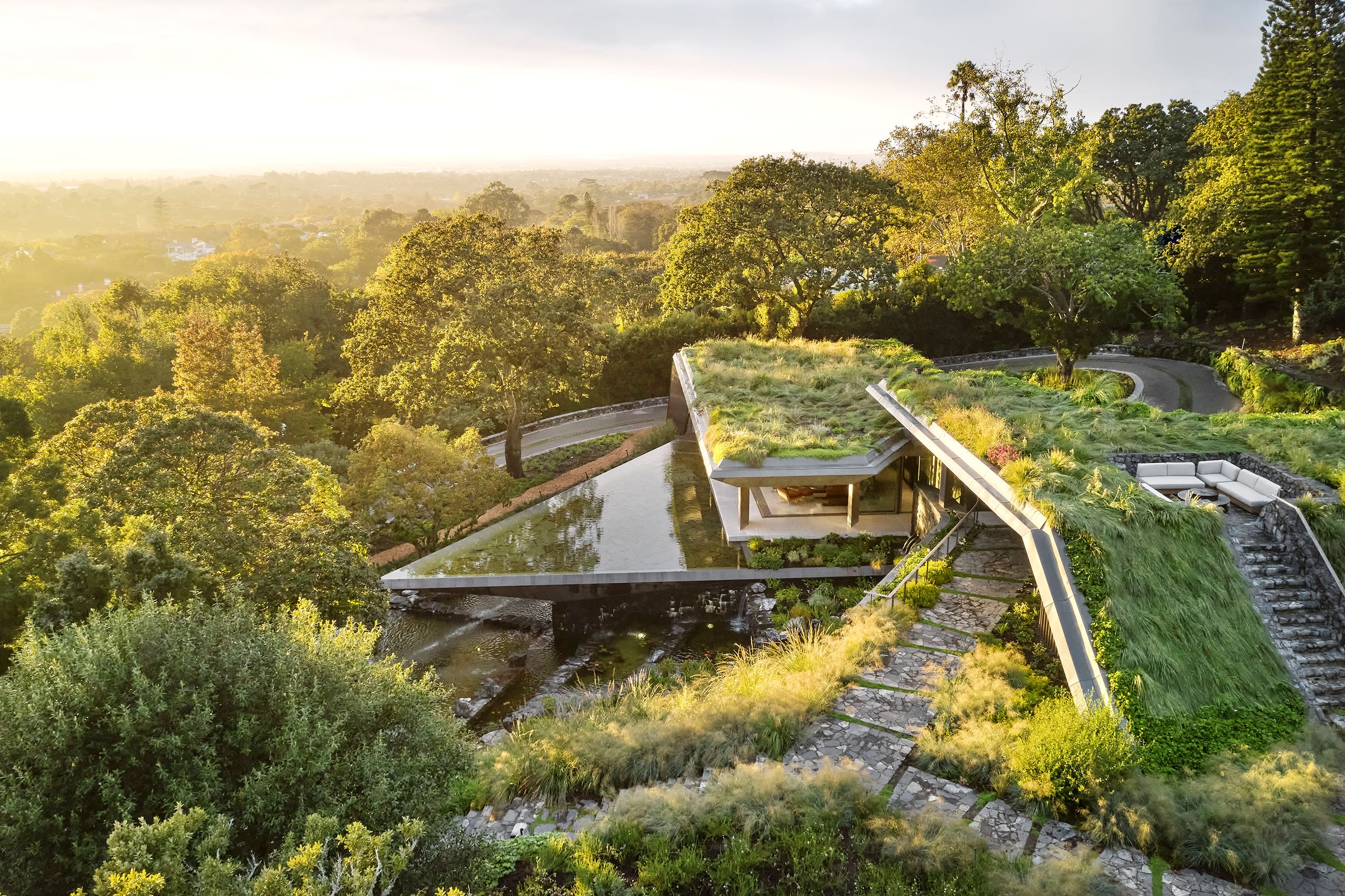 Residential architecture integrated into the landscape